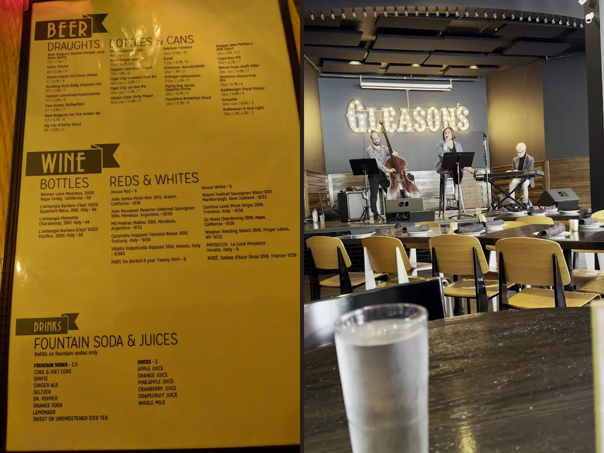 Pizza restaurant interior with bar seating and casual tables